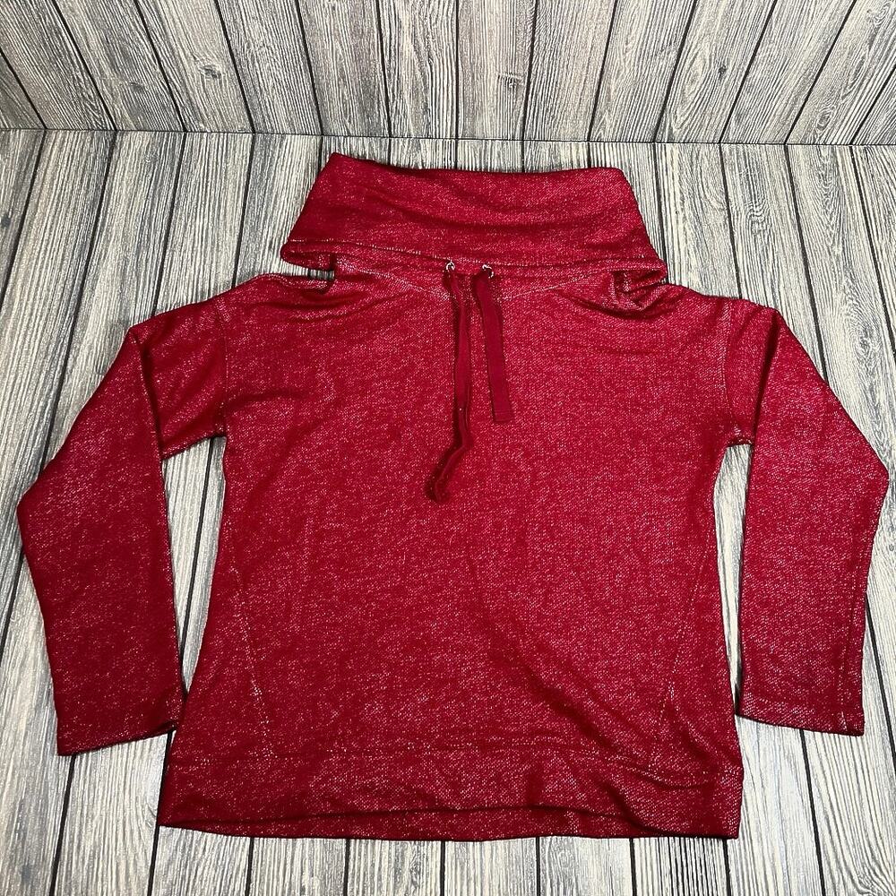 Ralph Lauren LRL Women Red Cowl Neck Sweater Fleece Sz M Winter Holiday Party